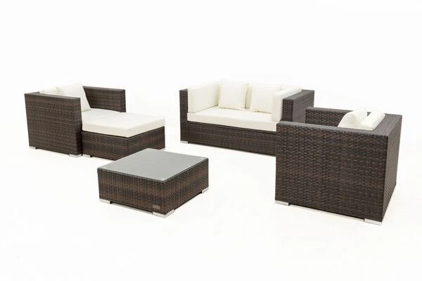 OUTFLEXX Loungemöbel-Set, Polyrattan, Braun Marmoriert, 5 Pers, Wasserfeste Kissenbox, Inkl. Beistelltisch 10 OUTFLEXX Loungemöbel-Set, Polyrattan, Braun Marmoriert, 5 Pers, Wasserfeste Kissenbox, Inkl. Beistelltisch – Bild 10