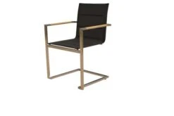 OUTFLEXX Freischwinger, Schwarz, Edelstahl/Textilene, Padded, Armlehnen Aus FSC-Teakholz