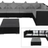 OUTFLEXX Loungemöbel-Set Polyrattan, Schwarz, Für 5 Personen, Inkl. Kaffeetisch, Wasserfeste Kissenbox