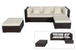 OUTFLEXX Loungemöbel-Set, Braun, Polyrattan, 5 Personen, Wasserfeste Kissenbox