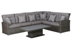 SIENA GARDEN Porto Dining-Lounge, Grau, Alu / Gardino®-Geflecht, 5-6 Personen, Mit Lifttisch, 130 X 75 X 40/52/65cm