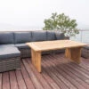 OUTFLEXX Loungegarnitur, Polyrattan/Teakholz, Tisch 160x90cm, Für 6 Personen, Wasserfeste Kissenbox