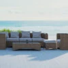 OUTFLEXX Loungegarnitur, Hellbraun, Polyrattan, 8tlg, 7 Personen, Inkl. Polster Und Kissen