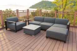 OUTFLEXX Loungeset, Sooty, Alu/Sunbrella, Für 5 Personen, Höhenverstellbarer Loungetisch