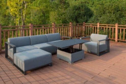 OUTFLEXX Loungeset, Flanelle, Alu/Sunbrella, Für 5 Personen, Höhenverstellbarer Loungetisch