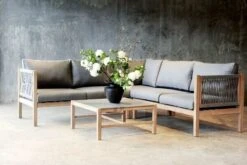 BEST Madagaskar Loungeset, Grau, Grandis/Fishbone-Geflecht, 5 Personen, Inkl. Tisch Und Polster