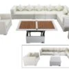 OUTFLEXX Loungemöbel-Set, Weiß, Polyrattan, Für 8 Personen, Inkl. Loungetisch, Wasserfeste Kissenbox