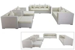 OUTFLEXX Loungemöbel-Set, Weiß, Polyrattan, Für 9 Personen, Wasserfeste Kissenbox