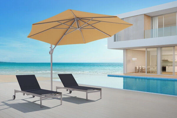 Schneider® SCHNEIDER Thassos Ampelschirm, Natur/silber, Rund, Ø 330cm 2 Schneider® SCHNEIDER Thassos Ampelschirm, Natur/silber, Rund, Ø 330cm – Bild 2