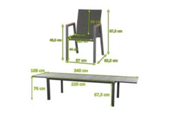 SIENA GARDEN Gomera II/Kingston Esstischgarnitur, Matt Graphit/grau/slate Look, Alu/Teak/Keramik/Texfabric, Tisch 220/340x108 Cm, 10 Stapelsessel -Kettler Verkaufsgeschäft 22064 5.jpg