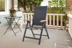 OUTFLEXX Esstischgarnitur, OUTFLEXX® Anthrazit Matt, Alu /HPL / Teak, Tisch 180/280x100cm, 6 Multipositionssessel 20 OUTFLEXX Esstischgarnitur, OUTFLEXX® Anthrazit Matt, Alu /HPL / Teak, Tisch 180/280x100cm, 6 Multipositionssessel -Kettler Verkaufsgeschäft 22146 3.jpg