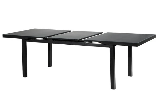 OUTFLEXX Premium Esstischgarnitur, OUTFLEXX® Anthrazit Matt, Alu / Glas / Teak, Tisch 180/240x100cm, 6 Stapelsessel 8 OUTFLEXX Premium Esstischgarnitur, OUTFLEXX® Anthrazit Matt, Alu / Glas / Teak, Tisch 180/240x100cm, 6 Stapelsessel – Bild 8