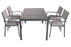 VILLANA Esstischgarnitur, Anthrazit/grau, Alu/Holzimitat/Textil, Tisch 150x90cm, 4 Stapelsessel -Kettler Verkaufsgeschäft 22579 08.jpg