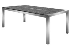 OUTFLEXX Esstischgarnitur, Silber/taupe, Edelstahl/Granit/Textil, 200x100 Cm, 6 Stapelsessel, Teakarmlehnen -Kettler Verkaufsgeschäft 22775 03.JPG