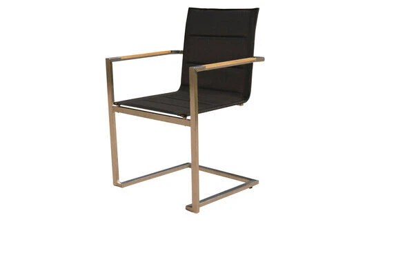 OUTFLEXX Esstischgarnitur, Silber/schwarz, Edelstahl/Granit/Textil, 200x100 Cm, 4 Freischwinger, 2 Multipos, Padded, Armlehnen Aus FSC-Teak 3 OUTFLEXX Esstischgarnitur, Silber/schwarz, Edelstahl/Granit/Textil, 200x100 Cm, 4 Freischwinger, 2 Multipos, Padded, Armlehnen Aus FSC-Teak – Bild 3