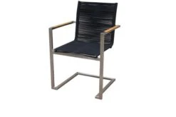 OUTFLEXX Esstischgarnitur, Silber/schwarz, Edelstahl/Granit/Rope, 200x100 Cm, 6 Freischwinger, Armlehnen Aus FSC-Teak -Kettler Verkaufsgeschäft 22802 03.jpg