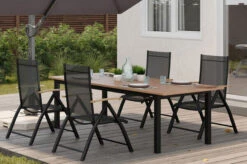 DOPPLER Expert Esstischgarnitur, Anthrazit, Alu/Textilene, 4x Multipositionssessel, 150-210x90 Cm