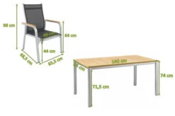 KETTLER GranadaSitzgruppe, Silber/anthrazit, Alu/Teak, Teaktisch 160x95 Cm,4 Stapelsessel, FSC-Teak -Kettler Verkaufsgeschäft 22941 5.jpg