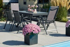 HARTMAN Xanadu / Aruba Sitzgruppe, Xerix, Alu/Textilene/Glaskeramik, 4 Stapelsessel, 2 Multipo, 160/220x100cm