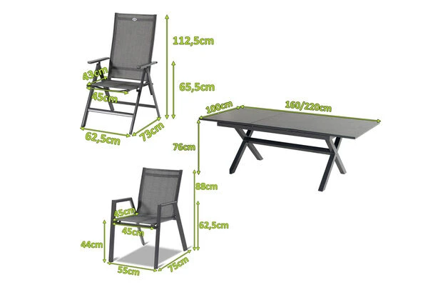 HARTMAN Xanadu / Aruba Sitzgruppe, Xerix, Alu/Textilene/Glaskeramik, 4 Stapelsessel, 2 Multipo, 160/220x100cm 5 HARTMAN Xanadu / Aruba Sitzgruppe, Xerix, Alu/Textilene/Glaskeramik, 4 Stapelsessel, 2 Multipo, 160/220x100cm – Bild 5