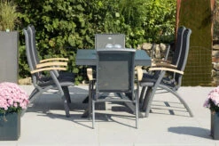 HARTMAN Xanadu / Da Vinci Sitzgruppe, Xerix/natur, Alu/Teak/Glaskeramik, 2 Dining Sessel, 4 Multipo, 160/220x100cm, FSC-Teak Armlehnen