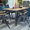 HARTMAN Aruba Sitzgruppe, Xerix/natur, Alu/Teak, 4 Dining Sessel, 2 Multipo, 160x90cm, FSC-Teak Armlehnen