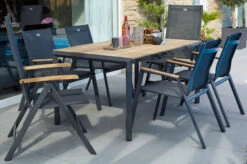 HARTMAN Aruba Sitzgruppe, Xerix/natur, Alu/Teak, 4 Dining Sessel, 2 Multipo, 160x90cm, FSC-Teak Armlehnen