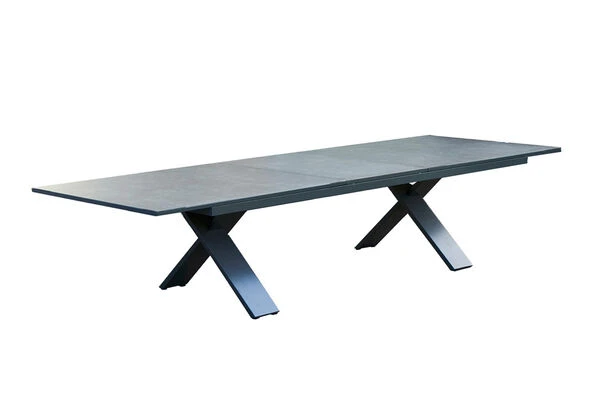 HARTMAN Sondermodell Xanadu / Primo Sitzgruppe, Xerix/natur, Alu/Teak/Glaskeramik, 10 Multipo, 220/280x100cm, X-Gestell, FSC-Teak Armlehnen 2 HARTMAN Sondermodell Xanadu / Primo Sitzgruppe, Xerix/natur, Alu/Teak/Glaskeramik, 10 Multipo, 220/280x100cm, X-Gestell, FSC-Teak Armlehnen – Bild 2