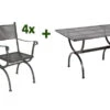 MBM Romeo Esstischgarnitur, Marone, Schmiedeeisen Verzinkt, Pulverbeschichtet, Tisch 125x75 Cm, 4x Sessel