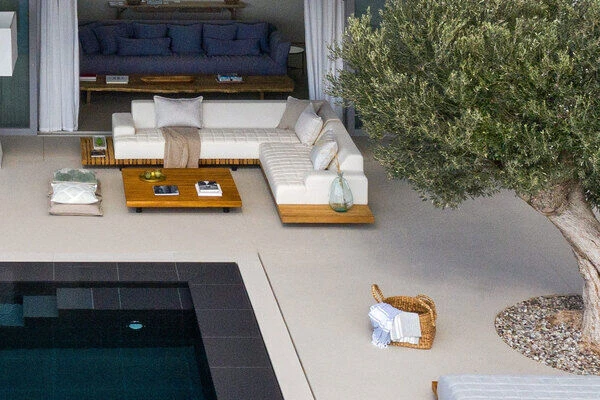 OUTFLEXX Icon Ecklounge, Natte/natur, Alu/Teak/Sunbrella, 4-5 Personen, Inkl. Loungetisch, Seitenablage Aus Teak 12 OUTFLEXX Icon Ecklounge, Natte/natur, Alu/Teak/Sunbrella, 4-5 Personen, Inkl. Loungetisch, Seitenablage Aus Teak – Bild 12