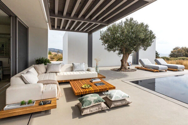 OUTFLEXX Icon Ecklounge, Natte/natur, Alu/Teak/Sunbrella, 4-5 Personen, Inkl. Loungetisch, Seitenablage Aus Teak 3 OUTFLEXX Icon Ecklounge, Natte/natur, Alu/Teak/Sunbrella, 4-5 Personen, Inkl. Loungetisch, Seitenablage Aus Teak – Bild 3