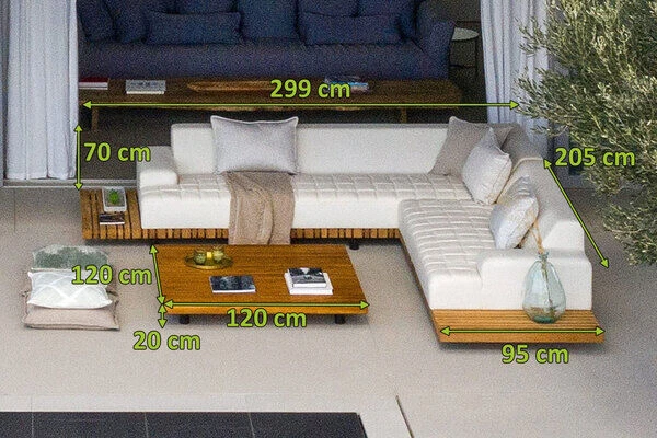 OUTFLEXX Icon Ecklounge, Natte/natur, Alu/Teak/Sunbrella, 4-5 Personen, Inkl. Loungetisch, Seitenablage Aus Teak 5 OUTFLEXX Icon Ecklounge, Natte/natur, Alu/Teak/Sunbrella, 4-5 Personen, Inkl. Loungetisch, Seitenablage Aus Teak – Bild 5