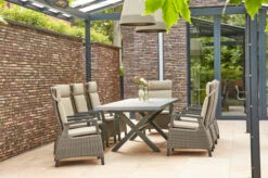 SIENA GARDEN Messina/Corido Dining Set, Anthrazit/grau, Alu/Gardino®-Geflecht/Keramik, 200-260 X 100 Cm, Inkl. 8 Diningsessel