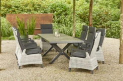 SIENA GARDEN Sincro/Corido Dining Set, Anthrazit/grau, Alu/Geflecht/Keramik, 200-260x103cm, Inkl. 8 Diningsessel
