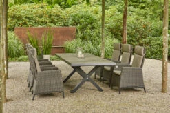 SIENA GARDEN Sincro/Amira Dining Set, Anthrazit/grau, Alu/Gardino®-Geflecht/Keramik, 200-260x103cm, Inkl. 6 Diningsessel, Verstellbar