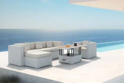 OUTFLEXX Loungemöbel-Set, Weiß, Polyrattan, Für 5 Personen, Inkl. Loungetisch, Wasserfeste Kissenbox