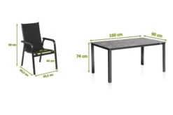 KETTLER Cubic/Basic Plus Padded Esstischgarnitur, Anthrazit, Alu/Kettalit/Textilene, 160x90 Cm, 4 Stapelsessel -Kettler Verkaufsgeschäft 28772 5.jpg