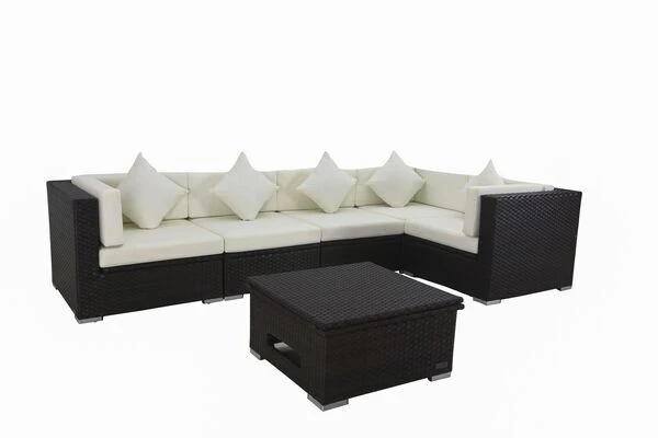 OUTFLEXX Ecklounge-Set Polyrattan, Braun, Für 5 Personen, Inkl. Loungetisch, Wasserfeste Kissenbox 6 OUTFLEXX Ecklounge-Set Polyrattan, Braun, Für 5 Personen, Inkl. Loungetisch, Wasserfeste Kissenbox – Bild 6