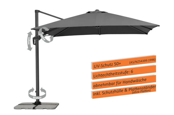Schneider® SCHNEIDER Rhodos Twist Ampelschirm, Anthrazit, Quadratisch, 300 X 300 Cm 12 Schneider® SCHNEIDER Rhodos Twist Ampelschirm, Anthrazit, Quadratisch, 300 X 300 Cm – Bild 12