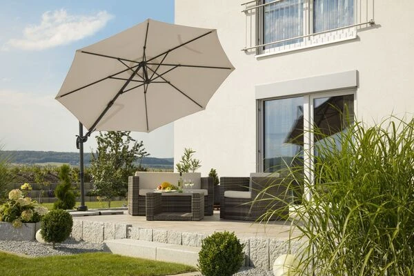 Schneider® SCHNEIDER Rhodos Eco Twist Ampelschirm, Taupe, Rund, Ø 300 Cm 2 Schneider® SCHNEIDER Rhodos Eco Twist Ampelschirm, Taupe, Rund, Ø 300 Cm – Bild 2