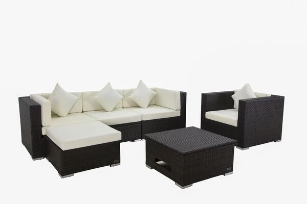 OUTFLEXX Loungemöbel-Set, Braun, Polyrattan, Für 5 Personen, Inkl. Loungetisch, Wasserfeste Kissenbox 6 OUTFLEXX Loungemöbel-Set, Braun, Polyrattan, Für 5 Personen, Inkl. Loungetisch, Wasserfeste Kissenbox – Bild 6