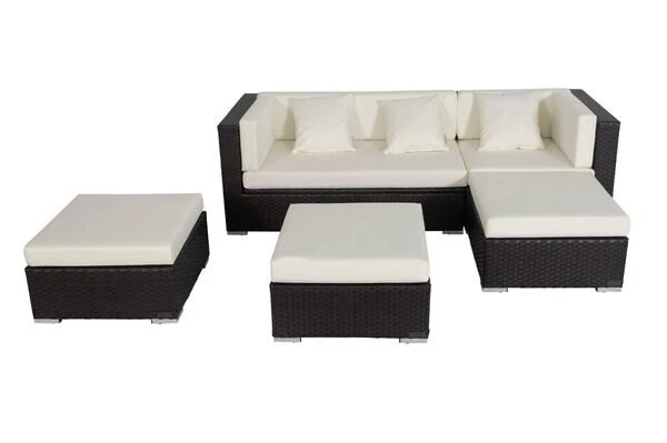 OUTFLEXX Loungemöbel-Set, Braun, Polyrattan, 5 Personen, Wasserfeste Kissenbox, Inkl. Kaffeetisch 2 OUTFLEXX Loungemöbel-Set, Braun, Polyrattan, 5 Personen, Wasserfeste Kissenbox, Inkl. Kaffeetisch – Bild 2