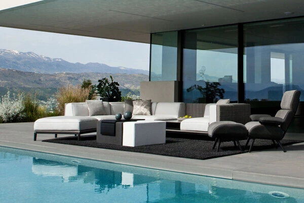 OUTFLEXX Jewel Loungeset, Marble, Alu/Sunbrella, 5-6 Pers., Eingebauter Tisch Mit Keramikplatte 2 OUTFLEXX Jewel Loungeset, Marble, Alu/Sunbrella, 5-6 Pers., Eingebauter Tisch Mit Keramikplatte – Bild 2