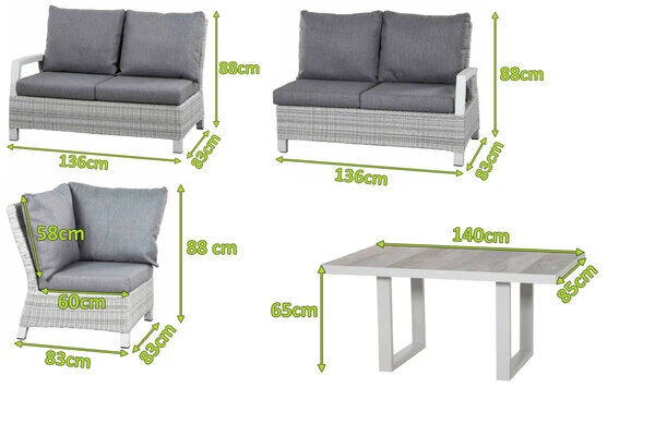 SIENA GARDEN Corido Loungeset, Ice Grey, Alu / Gardino®-Geflecht, 5 Personen, Loungetisch 140x85cm 2 SIENA GARDEN Corido Loungeset, Ice Grey, Alu / Gardino®-Geflecht, 5 Personen, Loungetisch 140x85cm – Bild 2