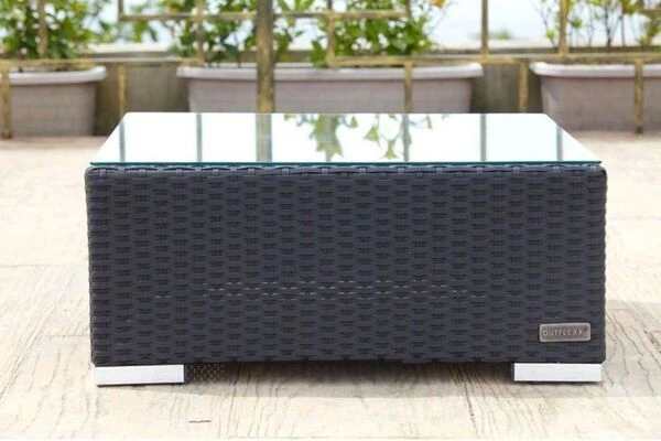 OUTFLEXX Beistelltisch/Hocker, Schwarz, Polyrattan, Inkl. Glasplatte Und Polster 2 OUTFLEXX Beistelltisch/Hocker, Schwarz, Polyrattan, Inkl. Glasplatte Und Polster – Bild 2