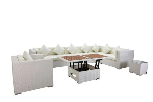 OUTFLEXX Loungemöbel-Set, Weiß, Polyrattan, Für 8 Personen, Inkl. Loungetisch, Wasserfeste Kissenbox 2 OUTFLEXX Loungemöbel-Set, Weiß, Polyrattan, Für 8 Personen, Inkl. Loungetisch, Wasserfeste Kissenbox – Bild 2