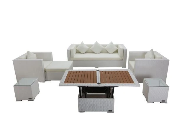 OUTFLEXX Loungemöbel-Set, Weiß, Polyrattan, Für 6 Personen, Inkl. Loungetisch, Wasserfeste Kissenbox 2 OUTFLEXX Loungemöbel-Set, Weiß, Polyrattan, Für 6 Personen, Inkl. Loungetisch, Wasserfeste Kissenbox – Bild 2