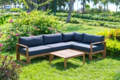 OUTFLEXX Ecklounge, Dunkelgrau, FSC-Akazienholz/Textil, Für 5 Personen, Inkl. Tisch Und Polster