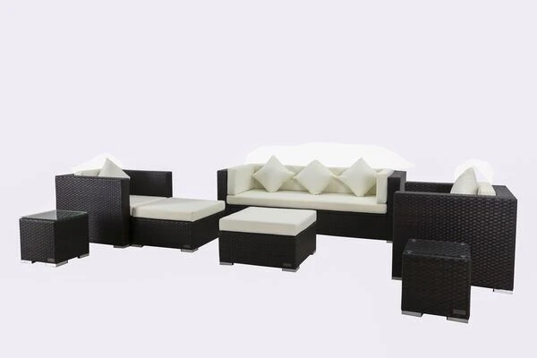 OUTFLEXX Loungemöbel-Set, Braun, Polyrattan, Für 6 Personen, Inkl. Kaffeetisch, Wasserfeste Kissenbox 3 OUTFLEXX Loungemöbel-Set, Braun, Polyrattan, Für 6 Personen, Inkl. Kaffeetisch, Wasserfeste Kissenbox – Bild 3