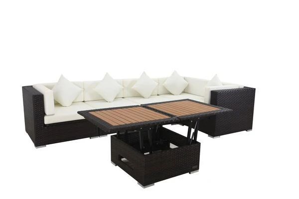 OUTFLEXX Ecklounge-Set Polyrattan, Braun, Für 5 Personen, Inkl. Loungetisch, Wasserfeste Kissenbox 7 OUTFLEXX Ecklounge-Set Polyrattan, Braun, Für 5 Personen, Inkl. Loungetisch, Wasserfeste Kissenbox – Bild 7